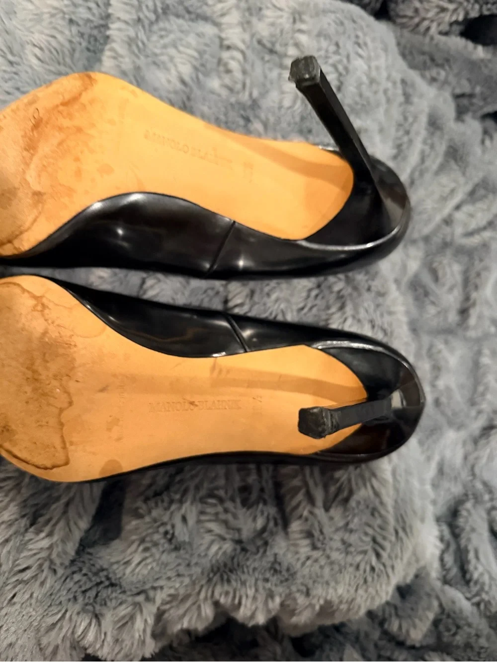 Manolo Blahnik Black Patent Pointed-Toe Stiletto Pumps